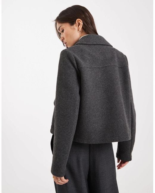 Vero Moda Black Cropped Felt Jacket With Pockets