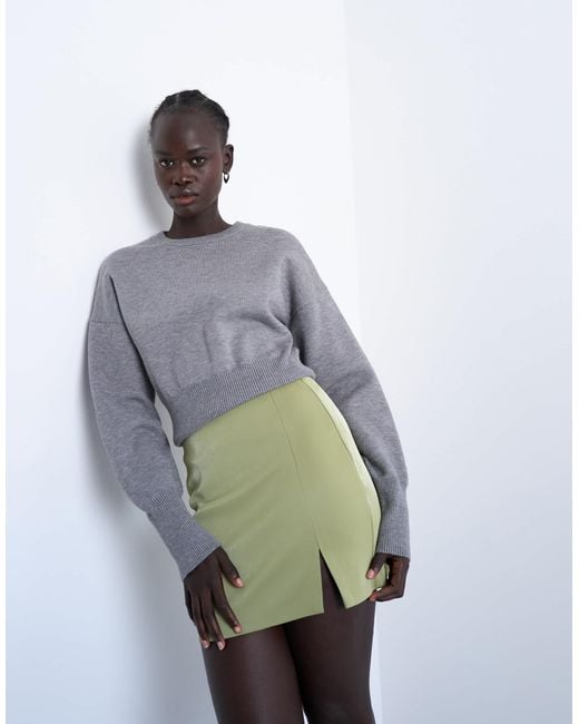 TOPSHOP Green Faux Leather Textured Mini Pelmet Skirt