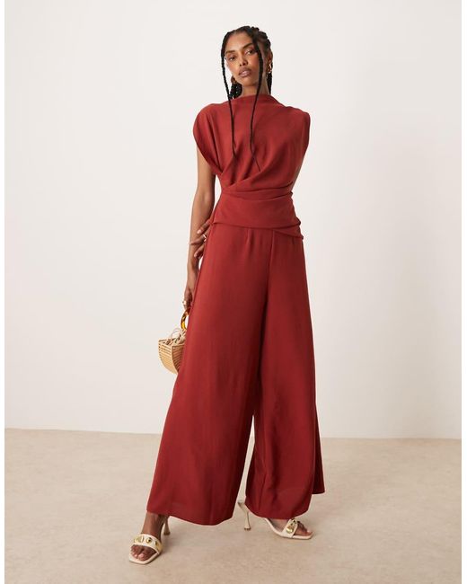 ASOS Mouwloze Jumpsuit Met Aangerimpelde Taille in het Red
