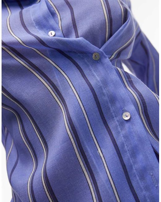 Mango Blue Shirt With Asymetric Button Detail