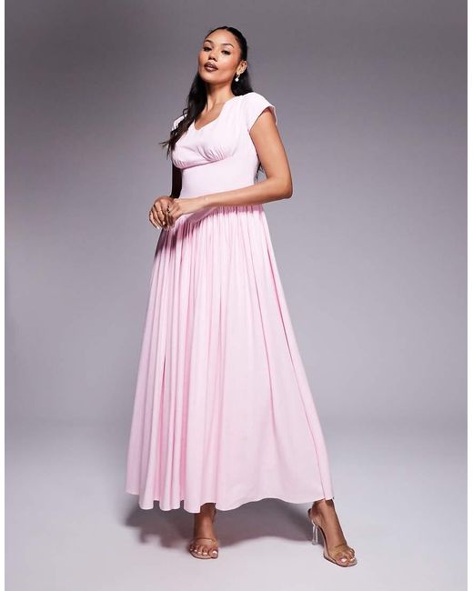 Taideux Purple Fuller Bust Alara Maxi Linen Dress With Boning