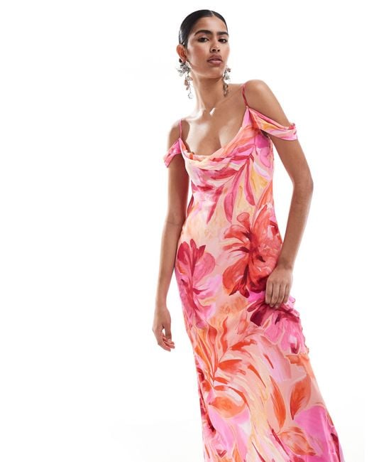 floral maxi dress india HAZEL PINK FLORAL PRINTED MAXI DRESS XXL