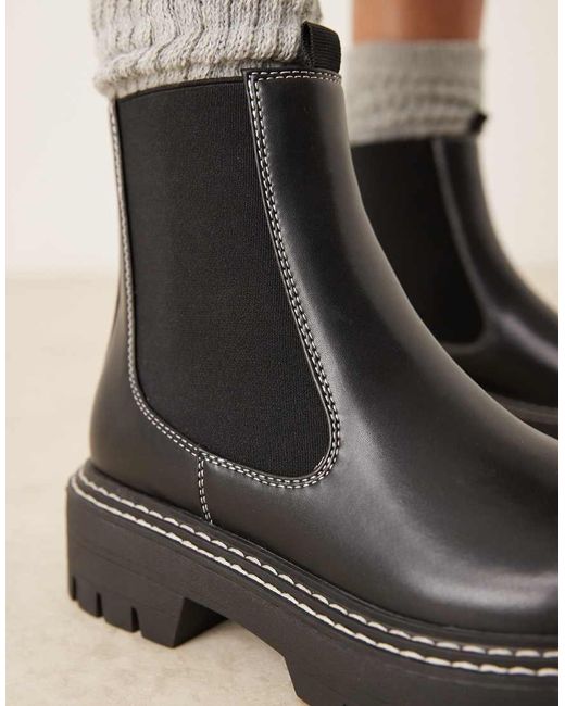 Glamorous Black Chunky Low Ankle Boots