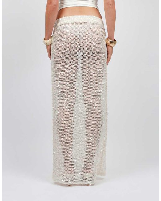 SIMMI White Sequin Maxi Beach Skirt