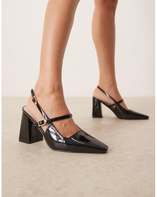 Raid Wide Fit Natural Siya Block Heeled Shoes With Pointed Toe