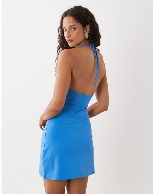 Cotton On Blue Hold Me Halter Mini Dress