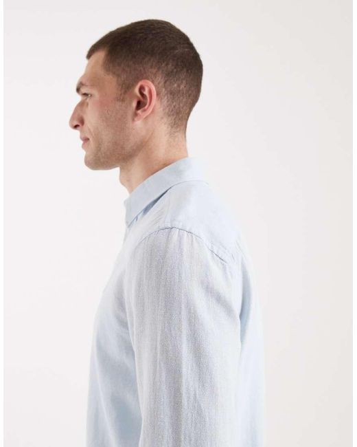 Tommy Hilfiger Blue Linen Blend Shirt for men