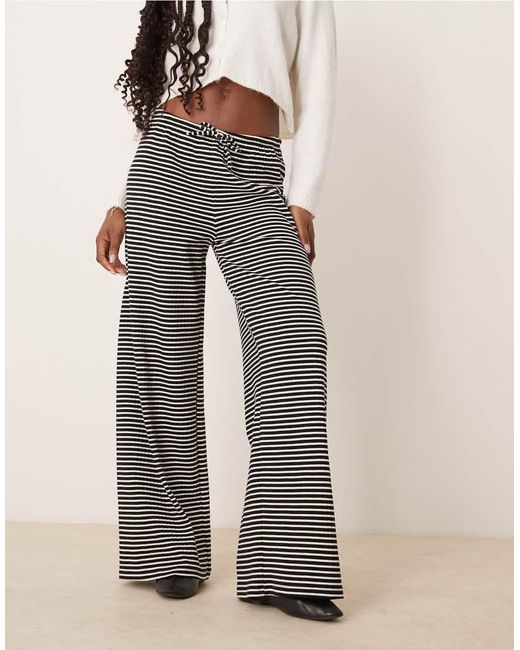 Gina Tricot Gray Supersoft Jersey Wide Leg Trousers With Drawstring Waist