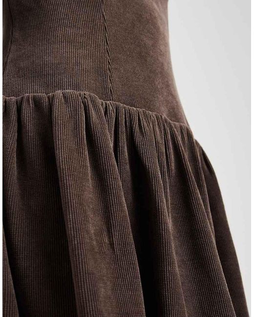 ASOS Brown Cord Dropped Waist Bubble Hem Mini