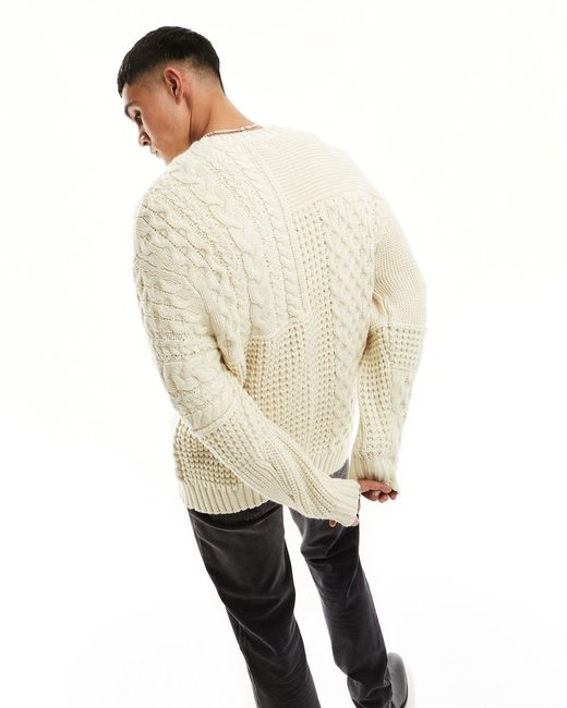 Pull Bear Texture Front Knit Jumper in White for Men Lyst UK