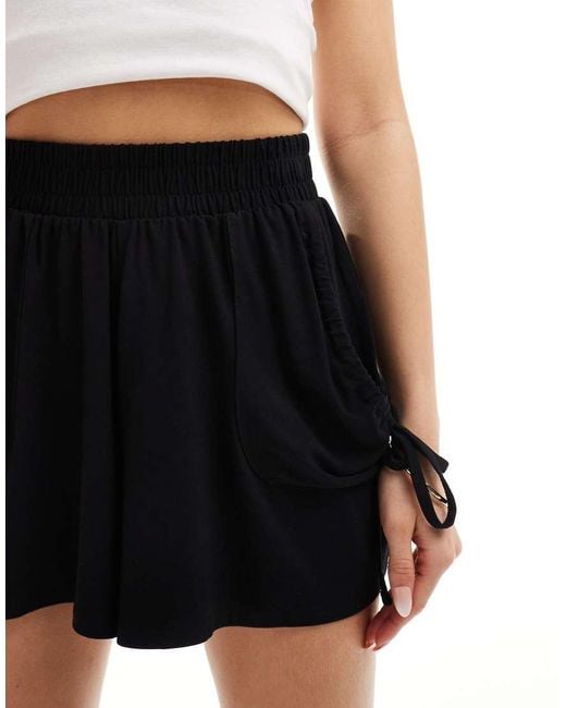 ASOS Black Shirred Waist Pocket Shorts