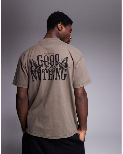 Good For Nothing Brown T-shirt With Back Print for men