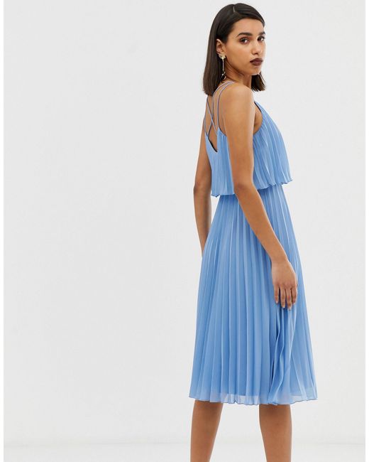 pleated crop top midi dress