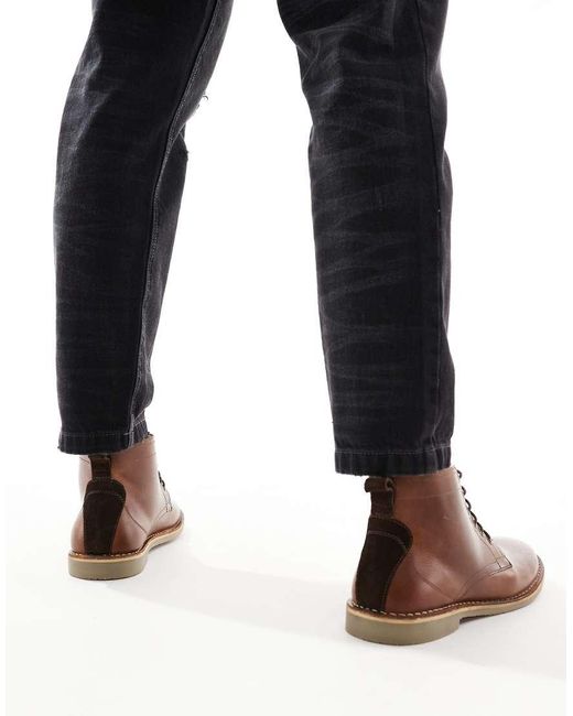 Botas Safari Tostadas Con Cordones De Cuero De -Marrón ASOS de hombre de color Brown