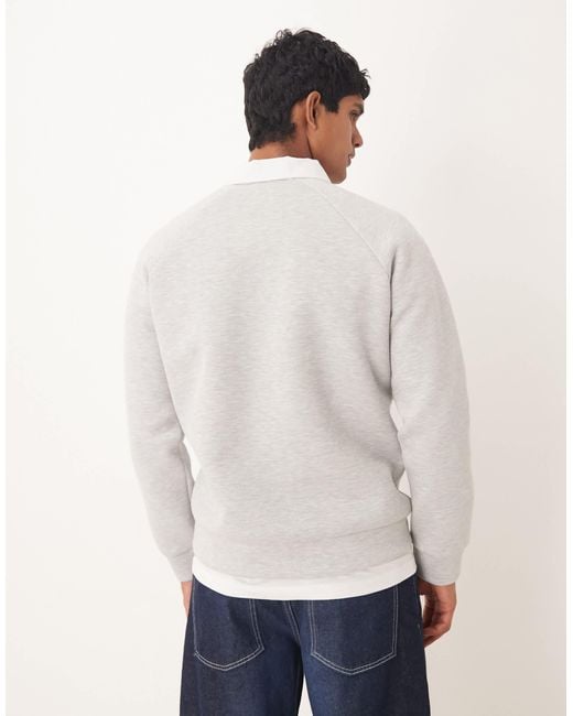 ASOS White Heavyweight Polo Sweatshirt With Contrast Collar for men