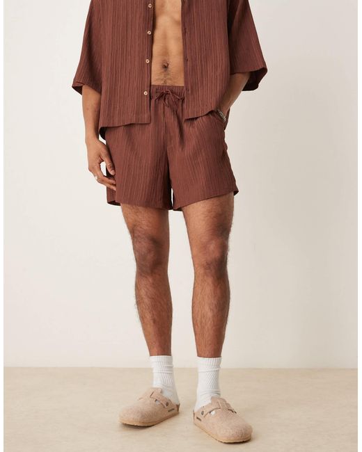 ASOS Brown Textured Shorts for men