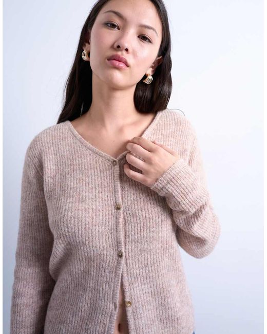 TOPSHOP Multicolor Knitted V-neck Ribbed Cardigan