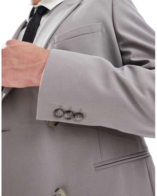 ASOS Gray Double Breasted Regular Suit Jacket for men