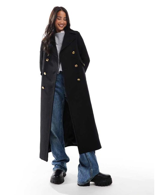 Superdry Blue Double Breasted Wool Coat