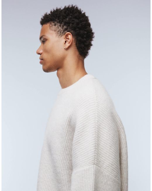 ASOS – kastiger pullover mit extremer oversie-passform aus grobstrick mit patentstrick in Natural für Herren