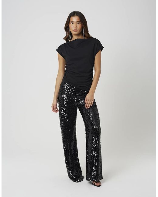 Brave Soul Black Jersey Off The Shoulder Top With Ruching Detail