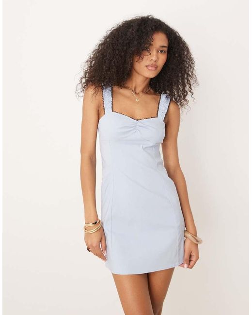 ASOS White Shirred Strap Mini Dress