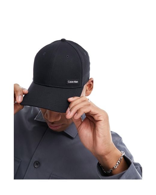 Calvin Klein Essential Patch Baseball Cap in Black for Men | Lyst UK