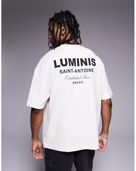 River Island White Luminis Oversized T-shirt for men