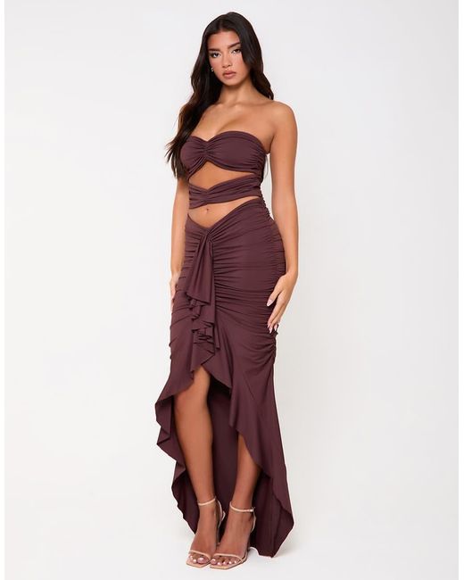 SIMMI Red Soho Chocolate Ruched Two Piece Set