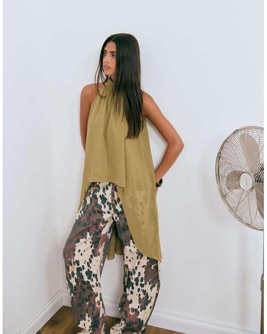 Lioness Blue Exclusive Gabriella Halterneck Chiffon Drape Top