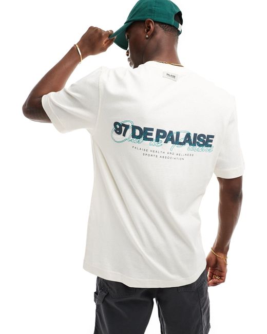 Camiseta color con estampado en la espalda "palaise" River Island de hombre de color White