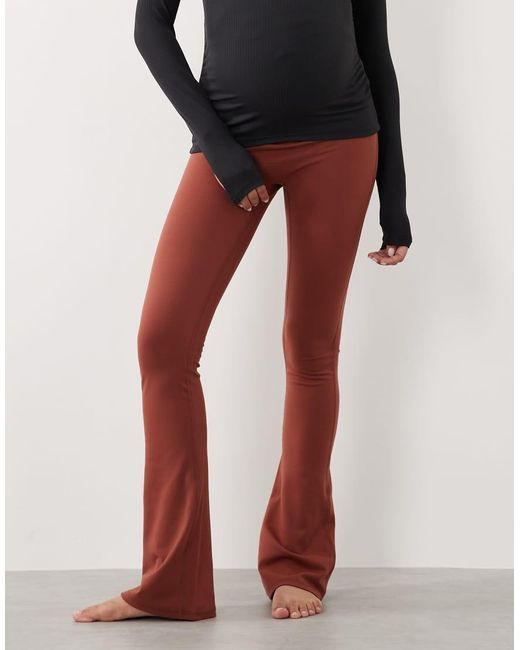 4505 Brown Maternity Icon Soft Touch High Waist Slim Kick Yoga Legging