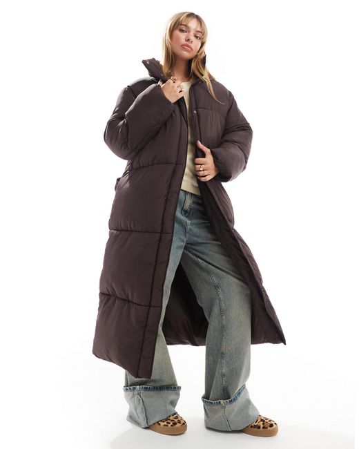 ASOS Brown – lange, wattierte jacke