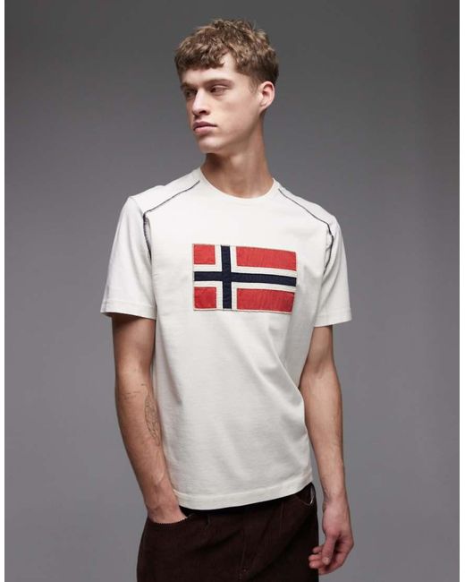 Napapijri Gray Flag Logo T-shirt for men