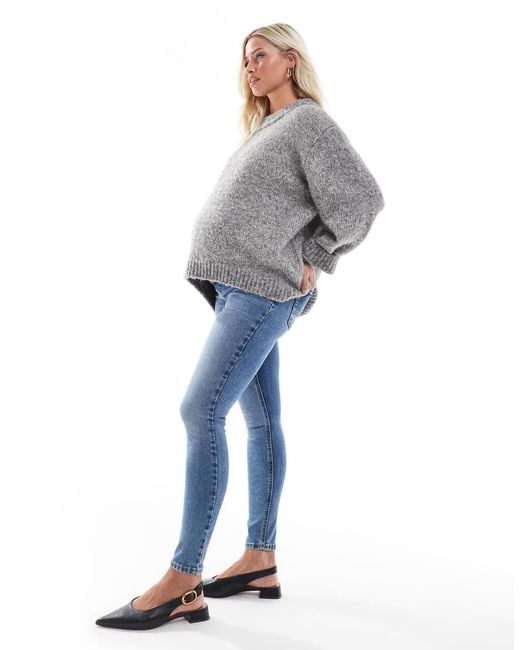 ASOS Blue Asos Design Maternity Ultimate Skinny Jeans With Over Bump