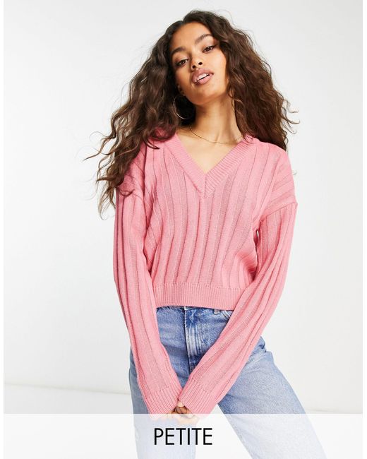 Brave Soul Pink Petite – kansas – gerippter pullover