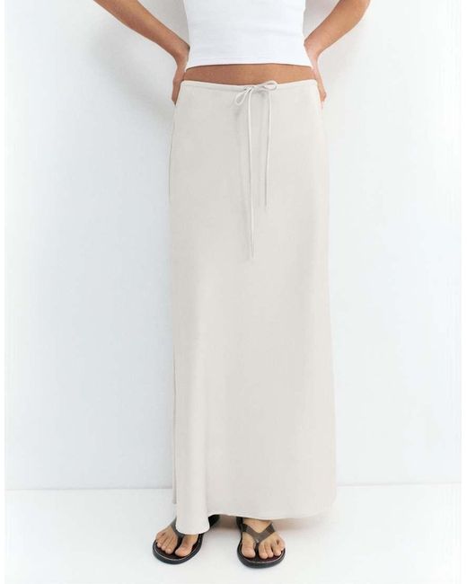 Pull&Bear White Satin Midi Skirt