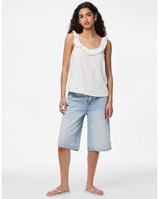 Top Senza Maniche Color Cloud Dancer di Pieces in White