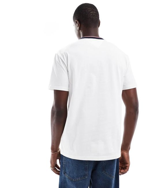 Tommy Hilfiger White Linear Logo Ringer T-shirt for men