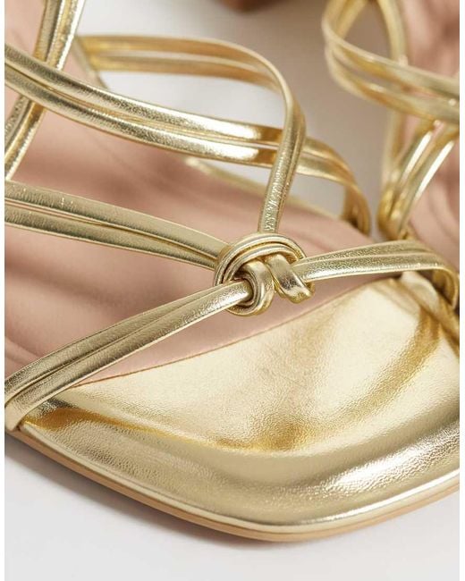 New Look Metallic New Look Faux Leather Strappy Block Heeled Sandal
