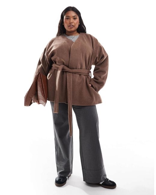 ASOS Brown Asos design curve – eleganter, kragenloser mantel