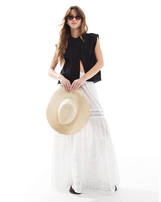 ASOS Black Sleeveless Shirt With Broderie Trim Detail