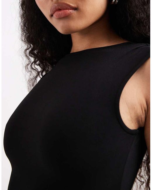 Noisy May Black Ruche Detail Less Midi Dress