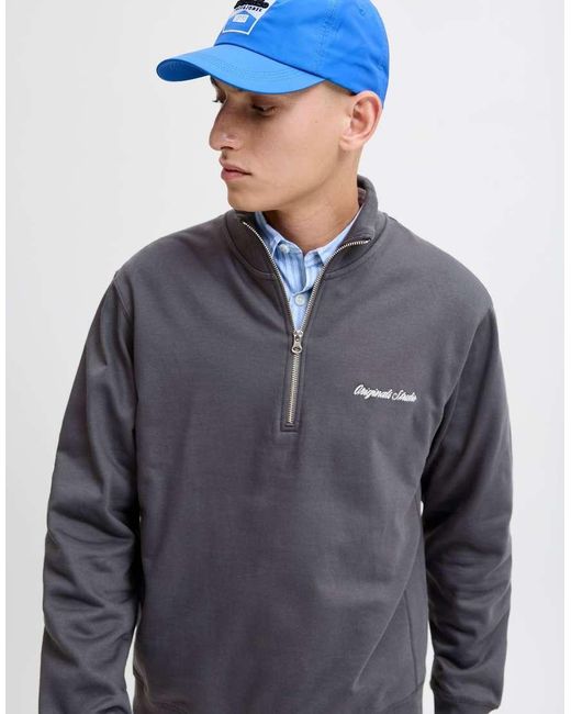 Jack & Jones Gray Half Zip for men
