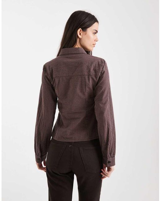 Miss Selfridge Brown Bow Detail Shirt