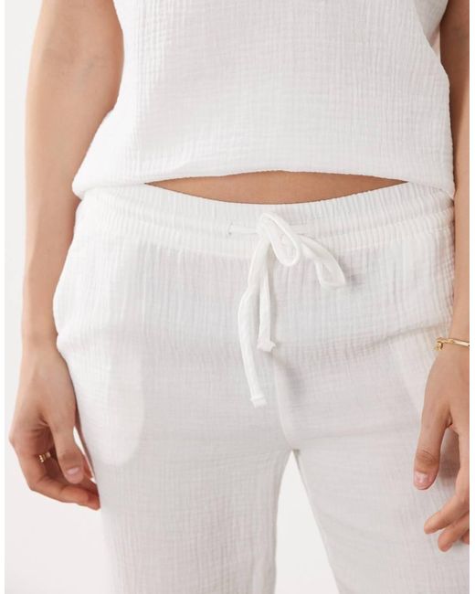 Jdy Natural Wide Leg Cheesecloth Trousers Co-ord