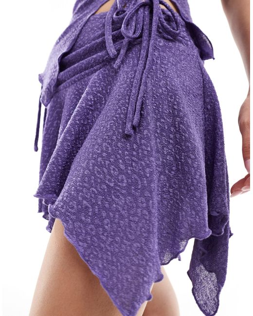Bailey Rose Purple Slinky Tie Side Asyymetric Hem Mini Skirt