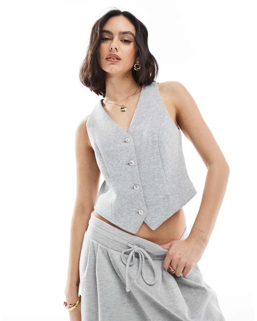Vero Moda Gray Jersey Waistcoat Co-ord