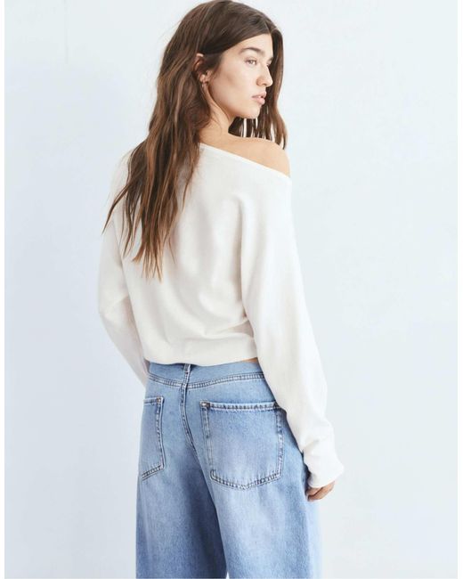 Pull&Bear White – asymmetrischer pullover