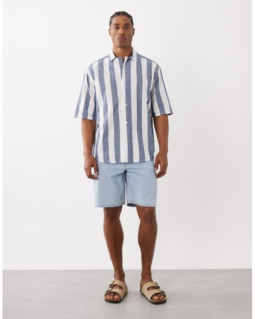 Only & Sons Oversized Gestreept Overhemd Van Katoen in het Blue voor heren